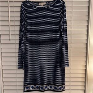 Elegant Navy Patterned Dress
